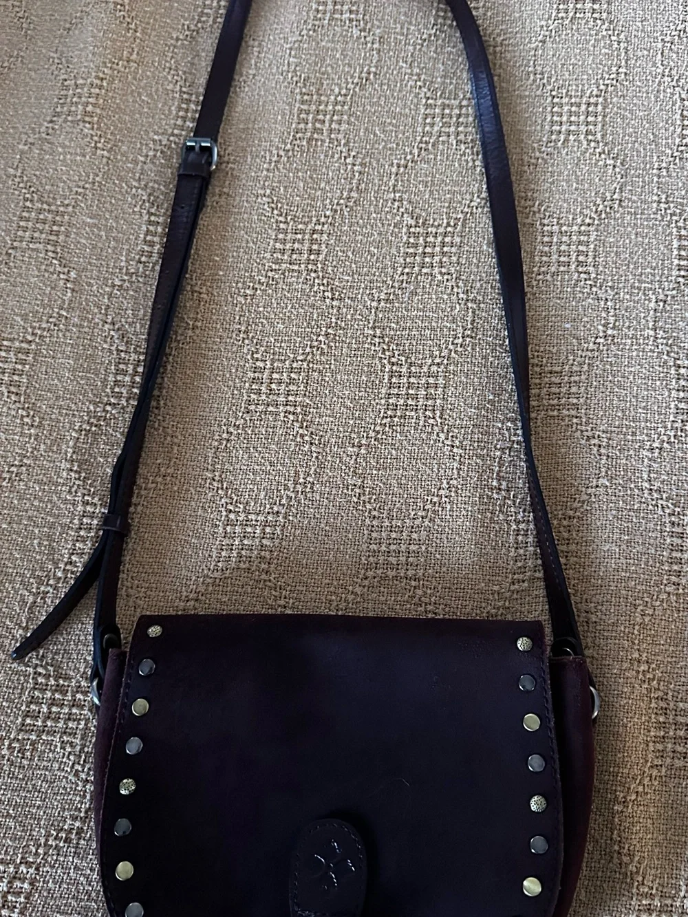 Patricia Nash Dark Brown Studded sude  Leather Crossbody